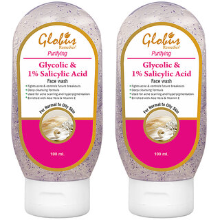                       Globus Glycolic Acid and Salicylic Acid Face Wash Pack of 2                                              