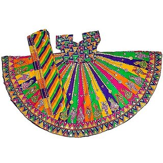 Gujrati Garba Dance Chaniya Choli Lehenga Traditional Multicolor Costume Dress For GirlsEvents,Theme Parties