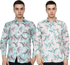 Modernity Casual Green-Peach Shirt For Men