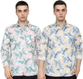 Modernity Casual Peach-Yellow Shirt For Men