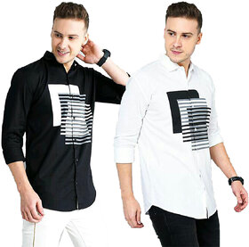 Modernity Casual Black-White Shirt For Men