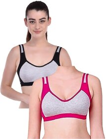 Bodybest Sporty Racerback Medium Impact Sports BraPack of 2