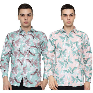 Modernity Casual Green-Peach Shirt For Men
