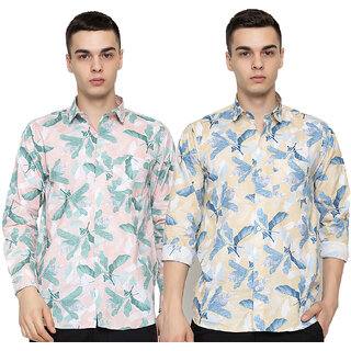 Modernity Casual Peach-Yellow Shirt For Men