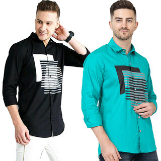 Modernity Casual Black-Ferozi Shirt For Men