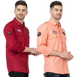 Modernity Casual Mehrun-Peach Shirt For Men Modernity Casual Mehrun-Peach Shirt For Men