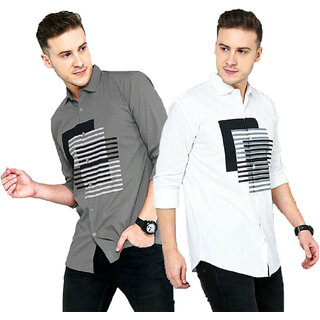 Modernity Casual Grey-White Shirt For Men Modernity Casual Grey-White Shirt For Men
