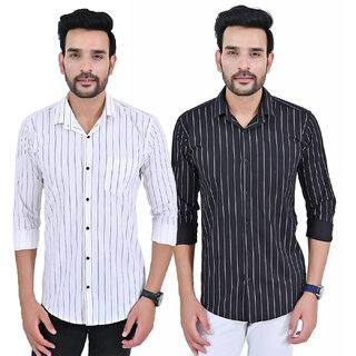 Modernity Casual White-Navy Shirt For Men Modernity Casual White-Navy Shirt For Men