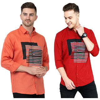 Modernity Casual Peach-Rust Shirt For Men Modernity Casual Peach-Rust Shirt For Men