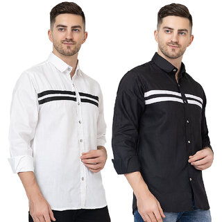                       Modernity Casual White-Black Shirt For Men                                              