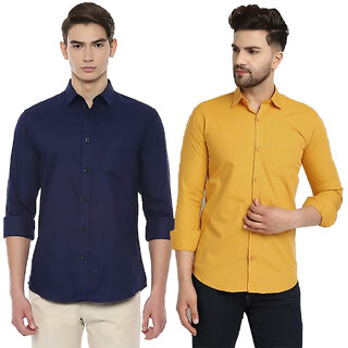 Modernity Casual Navy-Yellow Shirt For Men Modernity Casual Navy-Yellow Shirt For Men
