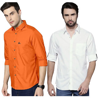 Modernity Casual Orange-White Shirt For Men Modernity Casual Orange-White Shirt For Men