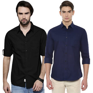                       Modernity Casual Black-Navy Shirt For Men                                              