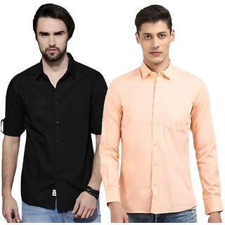                       Modernity Casual Black-Pink Shirt For Men                                              