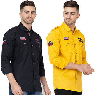 Modernity Casual Black-Yellow Shirt For Men Modernity Casual Black-Yellow Shirt For Men