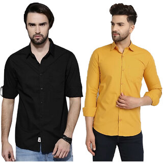 Modernity Casual Black-Yellow Shirt For Men Modernity Casual Black-Yellow Shirt For Men