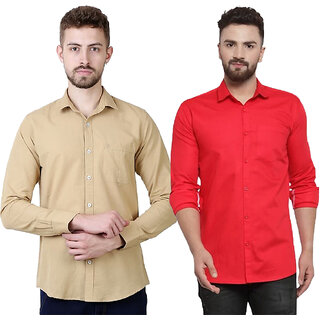                       Modernity Casual Camel-Red Shirt For Men                                              