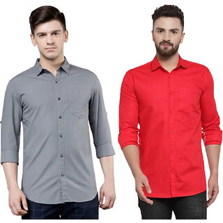 Modernity Casual Grey-Red Shirt For Men Modernity Casual Grey-Red Shirt For Men