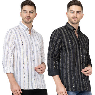                       Modernity Casual White-Black Shirt For Men                                              