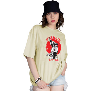                       Leotude Oversized Fit Round Neck CottonBlend T-shirt For Women's                                              