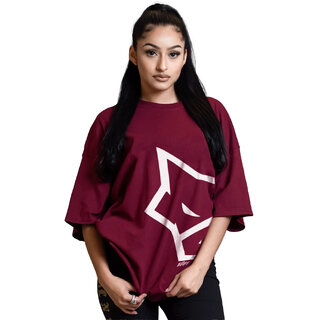                       Leotude Oversized Fit Round Neck CottonBlend T-shirt For Women's                                              