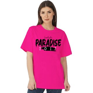                       Leotude Oversized Fit Round Neck CottonBlend T-shirt For Women's                                              
