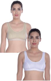 Bodybest Chick Cotton Blend Semi Coverage Sports Bra- Pack of 2