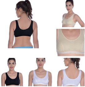 Bodybest Chick Semi Coverage Cotton Blend Sports BraPack of 3