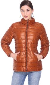 Honey Bell Self Design Orange Color Polyester Jacket For Women