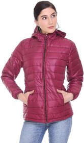 Honey Bell Self Design Pink Color Polyester Jacket For Women