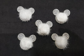 White Teddy Design Fancy Fur Patch Package of 5 pcs