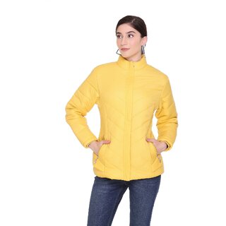 Honey Bell Self Design Yellow Color Polyester Jacket For Women