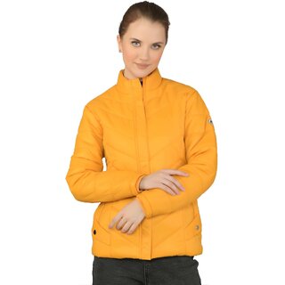                       Honey Bell Solid Yellow Color Nylon Jacket For Women                                              