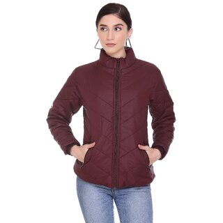                       Honey Bell Solid Maroon Color Polyester Jacket For Women                                              