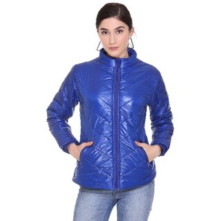                       Honey Bell Self Design Blue Color Polyester Jacket For Women                                              