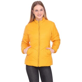                       Honey Bell Self Design Yellow Color Polyester Jacket For Women                                              