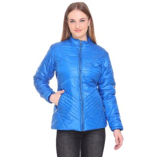                       Honey Bell Self Design Blue Color Polyester Jacket For Women                                              