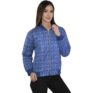                       Honey Bell Solid Blue Color Polyester Jacket For Women                                              