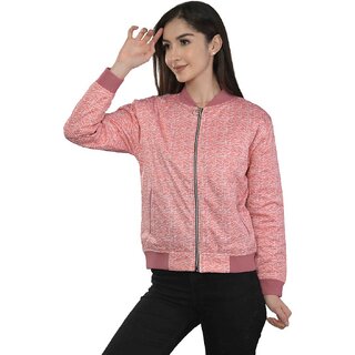                       Honey Bell Solid Pink Color Polyester Jacket For Women                                              