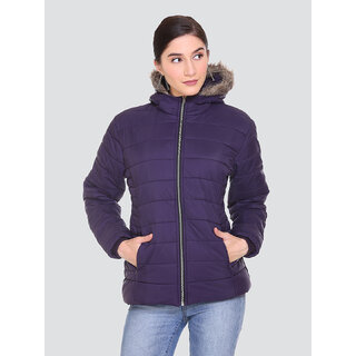                       Honey Bell Solid Purple Color Polyester Jacket For Women                                              