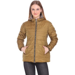 Buy Honey Bell Solid Brown Color Polyester Jacket For Women Online