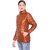 Honey Bell Self Design Orange Color Polyester Jacket For Women
