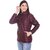 Honey Bell Self Design Maroon Color Polyester Jacket For Women