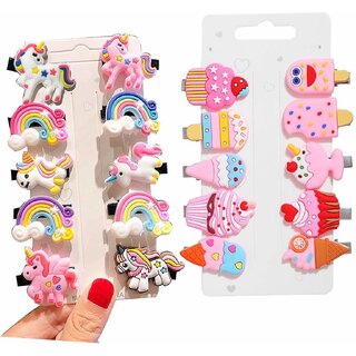                       Alamodey Multipack Of 2 It Includes 2Cards Of Baby Unicorns Hair Clip (Multicolor)                                              