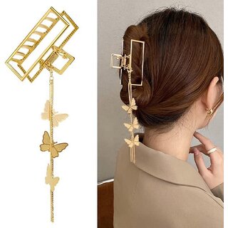                      Alamodey Metal Clip Big Nonslip Gold Hair Clamps Hair Claw (Gold)                                              