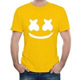 HIT SQUARE Marshmello logo Yellow Pure Cotton Round Neck Printed For M..