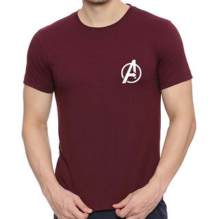                      HIT SQUARE Avengers Maroon Pure Cotton Round Neck Printed For Men                                              