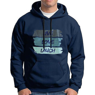                       HIT SQUARE Men Blue Printed Hooded Full Sleeve Sweatshirt                                              