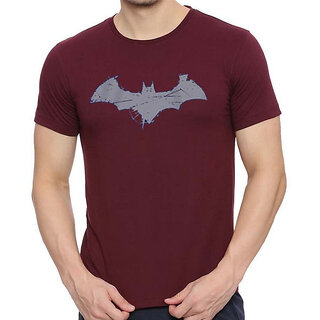                       HIT SQUARE Maroon Pure Cotton Round Neck Printed For Men                                              