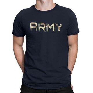                       HIT SQUARE Navy Blue Pure Cotton Round Neck Printed For Men                                              